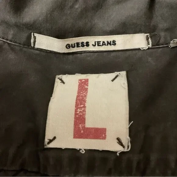 VTG Guess Jeans Brown Band/Military Flesh & Blood Jacket L Flawed Bikercore Punk - Picture 9 of 15